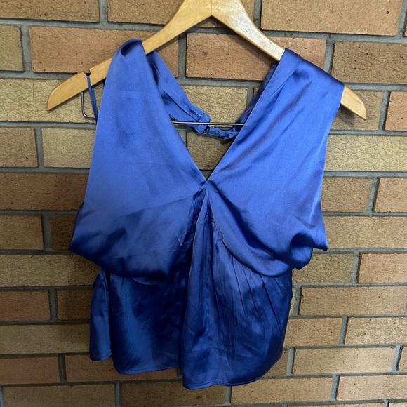 French Connection Inu Satin Smocked Halter Top Pastel Women’s Size XL NWOT - Picture 2 of 6